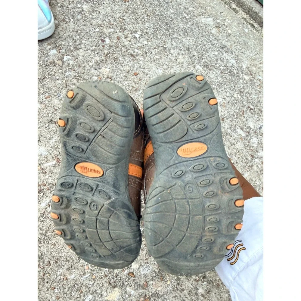 Smartfit Toddler Boys Brown Orange Sneakers Shoes Size 5 Hook Loop Strap 1461524